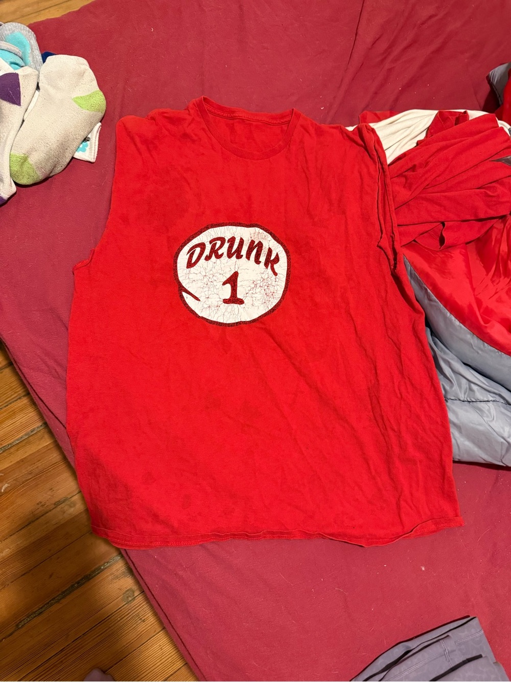 Red Graphic Men’s Tank Top - 'Drunk 1'